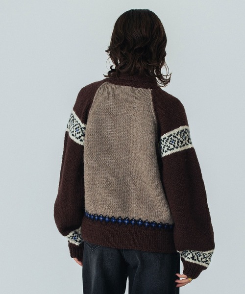 ROSE BUD（ローズバッド）の「(CREOLME)NEPAL KNIT CARDIGAN（カーディガン/ボレロ・レディース・ブラウン/オフホワイト・ONE SIZE）」の19枚目の写真