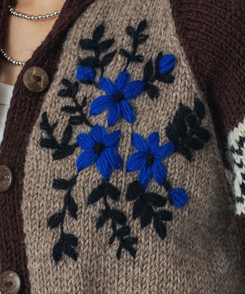 ROSE BUD（ローズバッド）の「(CREOLME)NEPAL KNIT CARDIGAN（カーディガン/ボレロ・レディース・ブラウン/オフホワイト・ONE SIZE）」の20枚目の写真