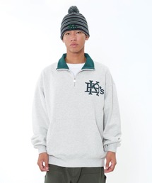 Keboz Vネック トレーナー・スウェット 黒/グレー LACーVERT トレーナー スウェット Vネッククロップドスウェット