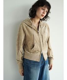 Crushed velour double face parka