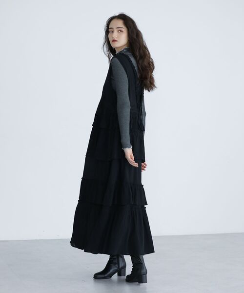 ESCAR（エスカー）の「■ESCAR レース×コットンティアードワンピース（ワンピース・レディース・ブラウン/ブラック・FREE）」の10枚目の写真