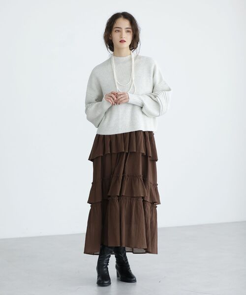 ESCAR（エスカー）の「■ESCAR レース×コットンティアードワンピース（ワンピース・レディース・ブラウン/ブラック・FREE）」の13枚目の写真