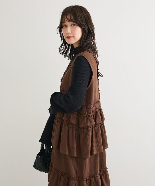 ESCAR（エスカー）の「■ESCAR レース×コットンティアードワンピース（ワンピース・レディース・ブラウン/ブラック・FREE）」の18枚目の写真