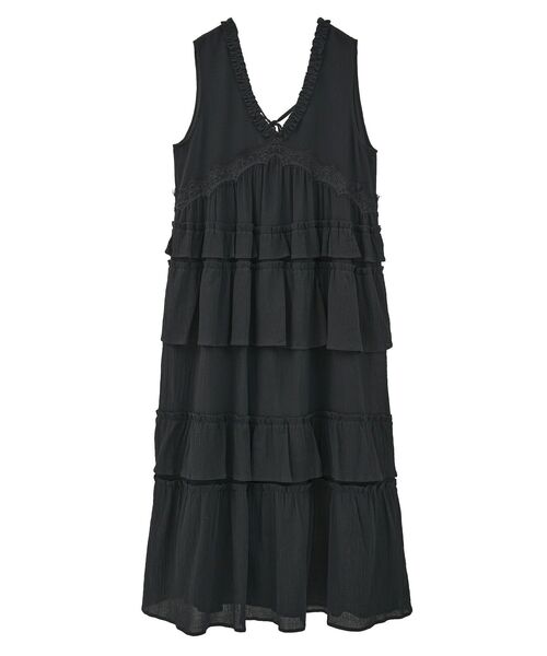 ESCAR（エスカー）の「■ESCAR レース×コットンティアードワンピース（ワンピース・レディース・ブラウン/ブラック・FREE）」の5枚目の写真