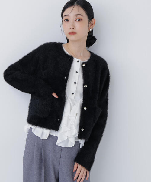 ◇シャギーニットジャケット