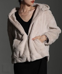 フェイクファージップアップパーカー