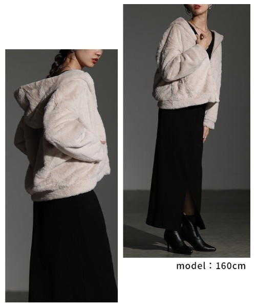 Sawa a la mode(サワアラモード)の「フェイクファージップアップパーカー(パーカー・レディース・ライトグレー/モカ/ベージュ・FREE)」の10枚目の写真