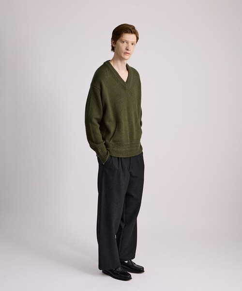 Saturdays NYC（サタデーズ ニューヨークシティ ）の「Nicholas Low Gage V Neck Sweater（ニット/セーター・メンズ・オリーブ/チャコールグレー・M/XL/L）」の16枚目の写真