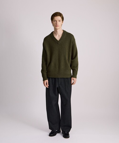 Saturdays NYC（サタデーズ ニューヨークシティ ）の「Nicholas Low Gage V Neck Sweater（ニット/セーター・メンズ・オリーブ/チャコールグレー・M/XL/L）」の17枚目の写真