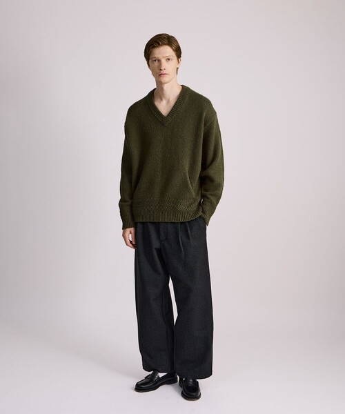 Saturdays NYC（サタデーズ ニューヨークシティ ）の「Nicholas Low Gage V Neck Sweater（ニット/セーター・メンズ・オリーブ/チャコールグレー・M/XL/L）」の18枚目の写真