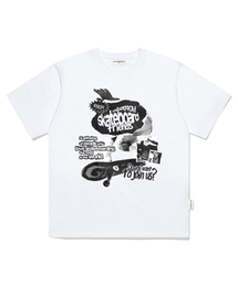 スケートボーダーフレンズプリントオーバーサイズ半袖Tシャツホワイト