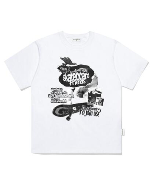 ESCAPEFROM(エスケープフロム)の「スケートボーダーフレンズプリントオーバーサイズ半袖Tシャツホワイト(Tシャツ/カットソー・レディース・その他・MEDIUM/LARGE/SMALL)」の2枚目の写真