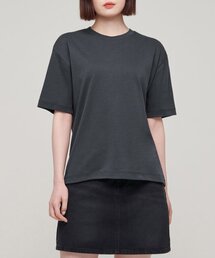 ウィメンズリラックスフィットクルーネックTシャツ[ダークグレー]