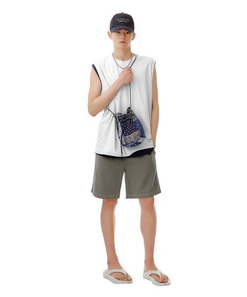 MUSINSA STANDARD（ムシンサスタンダード）の「リラックスドスリーブレストップ [ダスティクリーム]（Tシャツ/カットソー・メンズ・その他・XX-LARGE/XXX-LARGE/SMALL/MEDIUM/LARGE/X-LARGE）」の9枚目の写真