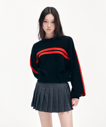 TRACK KNIT PULLOVER BLACK