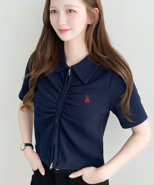 セール】U.S.POLO ASSN.ワンポイント刺繍Wジップフロントギャザーえり