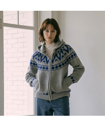 VANONE ATELIER（バノンアトリエ）の「KN4242 Nordic knit hood zip-up_Gray（パーカー）」