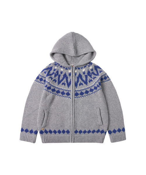 VANONE ATELIER(バノンアトリエ)の「KN4242 Nordic knit hood zip-up_Gray(パーカー・レディース・チャコールグレー・FREE)」の2枚目の写真