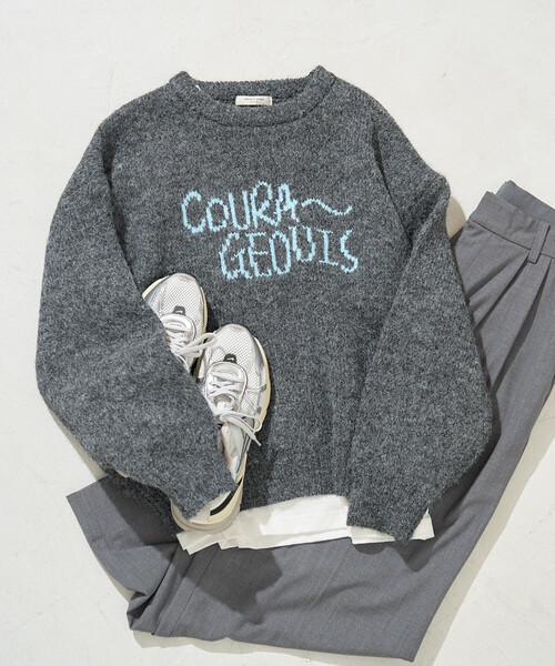 限定展開 配色 ロゴ ジャガード シャギー ニット（ニット/セーター