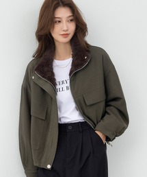 DAY CLOSET | 【2WAY/異素材MIX】首元まであったかファネルカラー。長袖ミリタリーボアブルゾン レディース(ブルゾン)