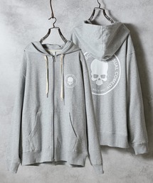 NUMBER (N)INE | SCHOOL OF VISUAL COMEDY PRINTED FULL ZIP SWEAT HOODIE / スカルモチーフ ワンポイントロゴ & バックプリント スウェット ジップパーカー(パーカー)