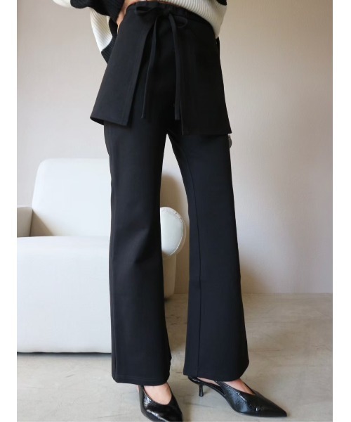 TRUNC（トランクエイティーエイト）の「High Stretch Layered Pants / ハイストレッチレイヤードパンツ（その他パンツ・レディース・ブラック/ボルドー・FREE）」の2枚目の写真