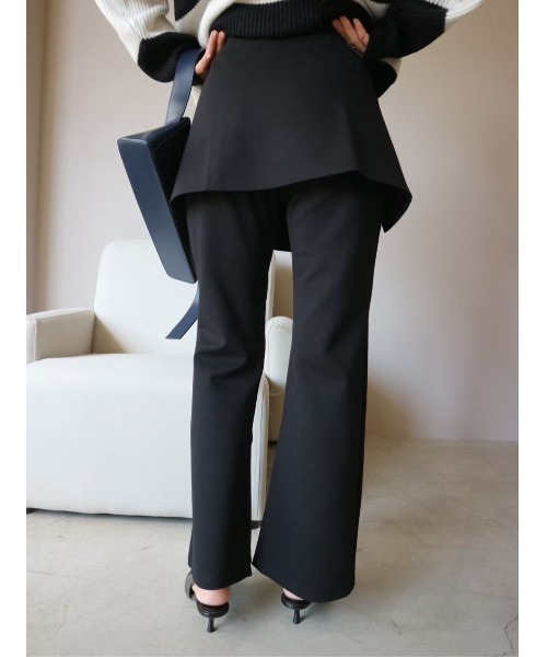 TRUNC（トランクエイティーエイト）の「High Stretch Layered Pants / ハイストレッチレイヤードパンツ（その他パンツ・レディース・ブラック/ボルドー・FREE）」の9枚目の写真