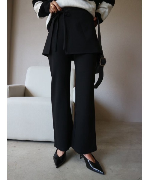 TRUNC（トランクエイティーエイト）の「High Stretch Layered Pants / ハイストレッチレイヤードパンツ（その他パンツ・レディース・ブラック/ボルドー・FREE）」の11枚目の写真