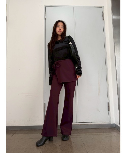 TRUNC（トランクエイティーエイト）の「High Stretch Layered Pants / ハイストレッチレイヤードパンツ（その他パンツ・レディース・ブラック/ボルドー・FREE）」の18枚目の写真