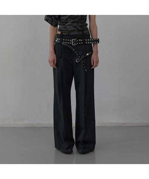 BELTED TAILORED TROUSERS (BLACK)（スラックス）｜LCDC TM（エルシー