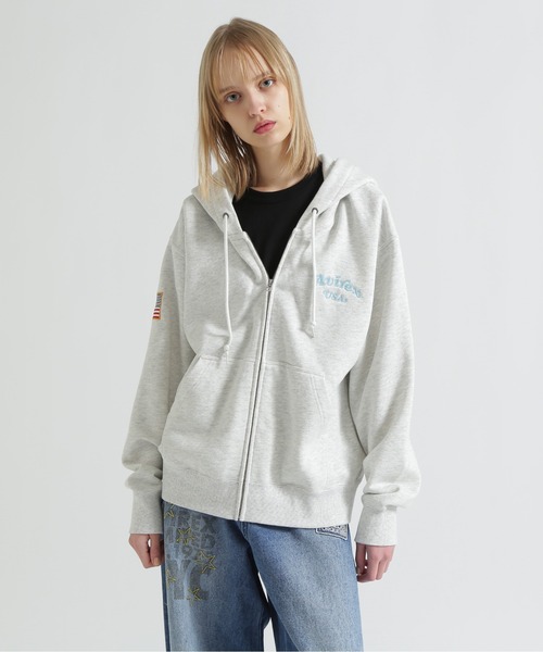 AVIREX(アヴィレックス)の「SAGARA CIRCLE LOGO TOMCAT ZIP PARKA(パーカー・レディース・ブラック/オートミール/パープル・F)」の18枚目の写真