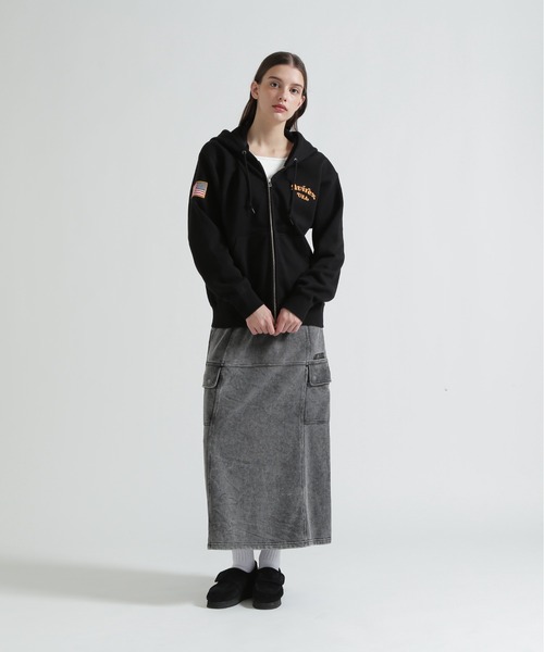 AVIREX(アヴィレックス)の「SAGARA CIRCLE LOGO TOMCAT ZIP PARKA(パーカー・レディース・ブラック/オートミール/パープル・F)」の7枚目の写真
