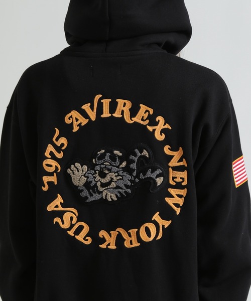AVIREX(アヴィレックス)の「SAGARA CIRCLE LOGO TOMCAT ZIP PARKA(パーカー・レディース・ブラック/オートミール/パープル・F)」の14枚目の写真