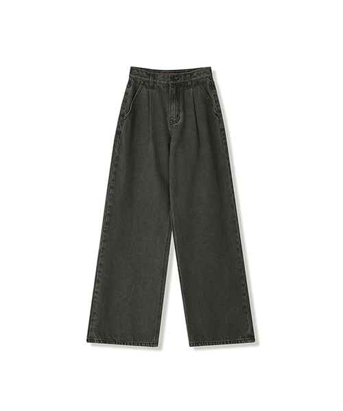 Vivacious(ビバシャス)の「Signature Pintuck Wide Pants RED BLACK(デニムパンツ・レディース・ブラック・LARGE/MEDIUM/SMALL)」の1枚目の写真