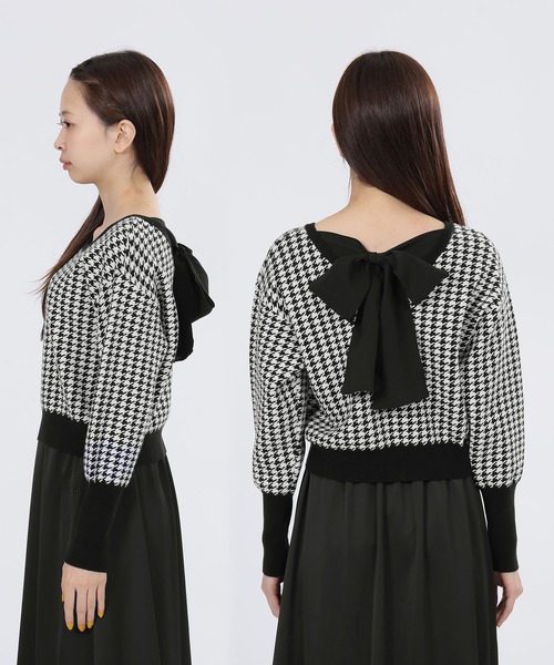 MARY QUANT（マリークワント）の「バックリボンニット プルオーバー（ニット/セーター・レディース・ブラック/ブラック×ホワイト/レッド・M）」の13枚目の写真