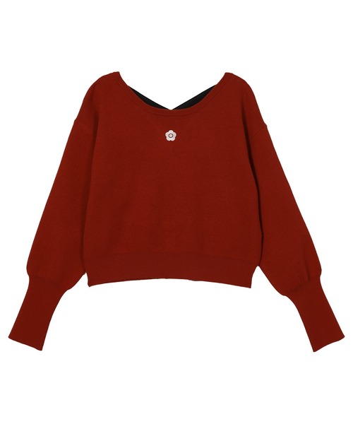 MARY QUANT（マリークワント）の「バックリボンニット プルオーバー（ニット/セーター・レディース・ブラック/ブラック×ホワイト/レッド・M）」の6枚目の写真