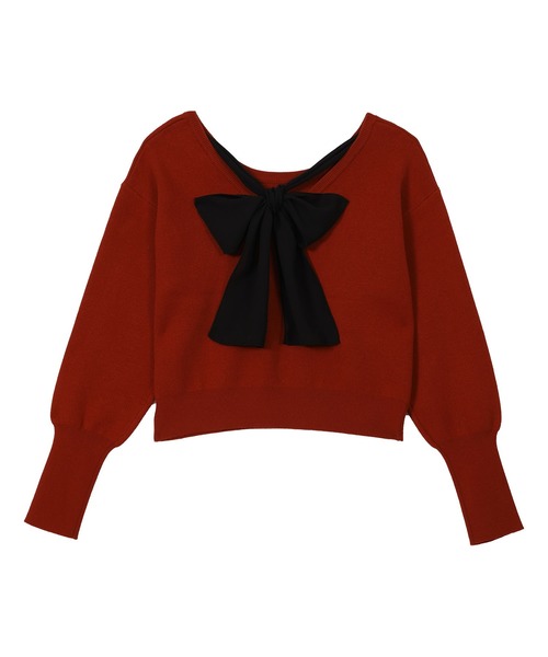 MARY QUANT（マリークワント）の「バックリボンニット プルオーバー（ニット/セーター・レディース・ブラック/ブラック×ホワイト/レッド・M）」の7枚目の写真