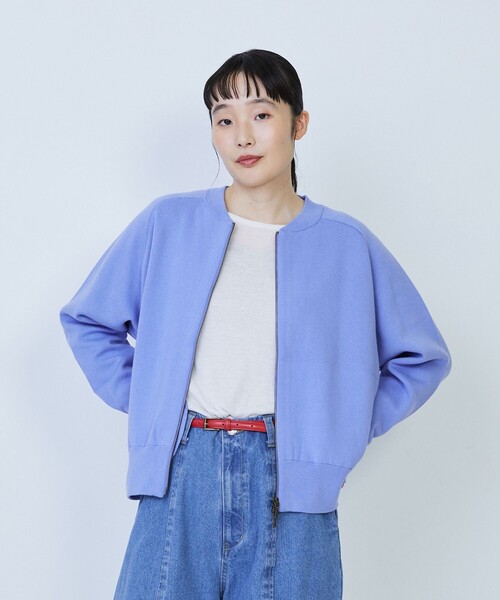LOISIR(ロワズィール)の「コットン接結編みニットブルゾン(カーディガン/ボレロ・レディース・ブラック/ブルー/モカ・FREE)」の1枚目の写真