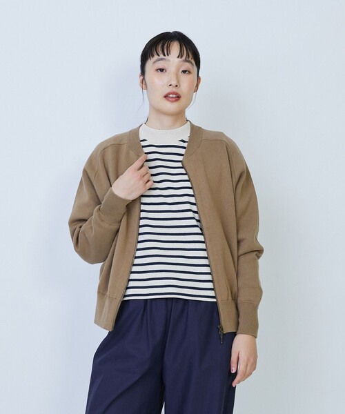 LOISIR(ロワズィール)の「コットン接結編みニットブルゾン(カーディガン/ボレロ・レディース・ブラック/ブルー/モカ・FREE)」の3枚目の写真