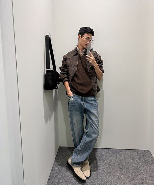 DRAW FIT（ドローフィット）の「コジド ブイネック プルオーバーニット [ブラウン]（ニット/セーター・メンズ・その他・MEDIUM/LARGE/X-LARGE）」の5枚目の写真