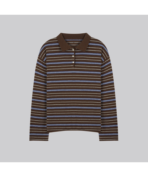 FRIVER07(フリバー07)の「Stripe rugby collar knit FRFA01NT08_2color(ニット/セーター・レディース・ブラウン/ライトグレー・FREE)」の1枚目の写真