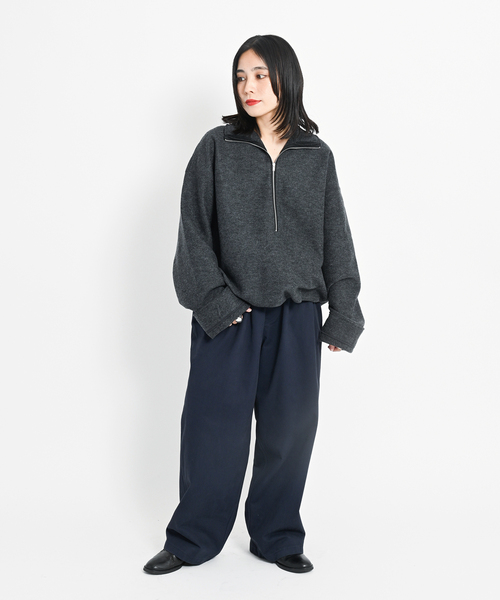 トップス feltedwool halfzip top / CITYSHOP FELTED WOOL HALF ZIP TOP：カットソー（Tシャツ／カットソー