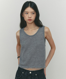 FRILLY WOOL SLEEVELESS KNIT(GR)