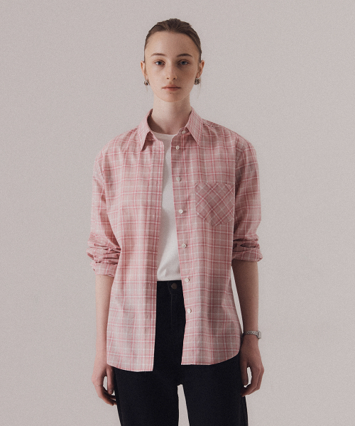 SILN(シルン)の「Refined sheer cotton plaid shirts (PINK)(シャツ/ブラウス・レディース・その他・FREE)」の5枚目の写真