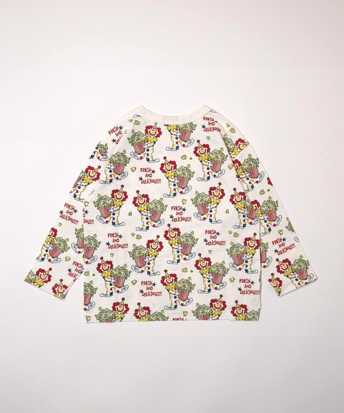 MAKE YOUR DAY（メイクユアデイ）の「ピエロとポップコーン総柄長袖Tシャツ■80～140cm（Tシャツ/カットソー・キッズ・アイボリー/グレー・80/90/100/110/120/130/140）」の9枚目の写真