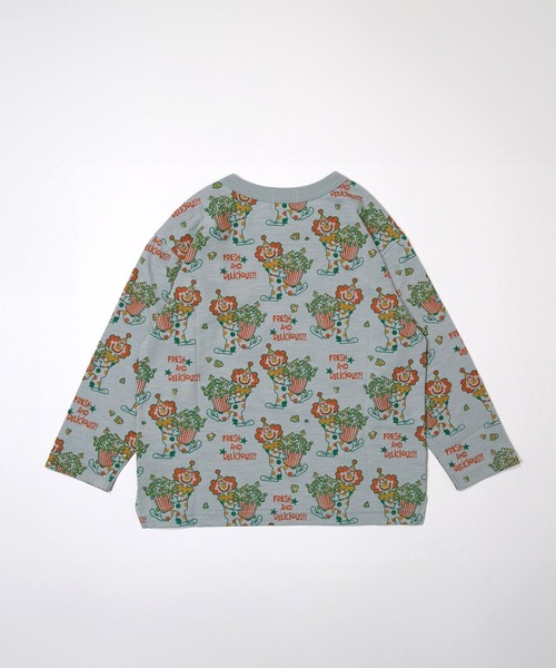 MAKE YOUR DAY（メイクユアデイ）の「ピエロとポップコーン総柄長袖Tシャツ■80～140cm（Tシャツ/カットソー・キッズ・アイボリー/グレー・80/90/100/110/120/130/140）」の7枚目の写真