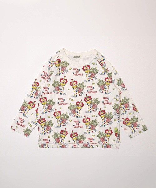 MAKE YOUR DAY（メイクユアデイ）の「ピエロとポップコーン総柄長袖Tシャツ■80～140cm（Tシャツ/カットソー・キッズ・アイボリー/グレー・80/90/100/110/120/130/140）」の8枚目の写真