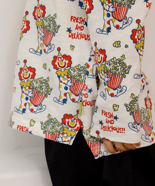 MAKE YOUR DAY（メイクユアデイ）の「ピエロとポップコーン総柄長袖Tシャツ■80～140cm（Tシャツ/カットソー・キッズ・アイボリー/グレー・80/90/100/110/120/130/140）」の13枚目の写真