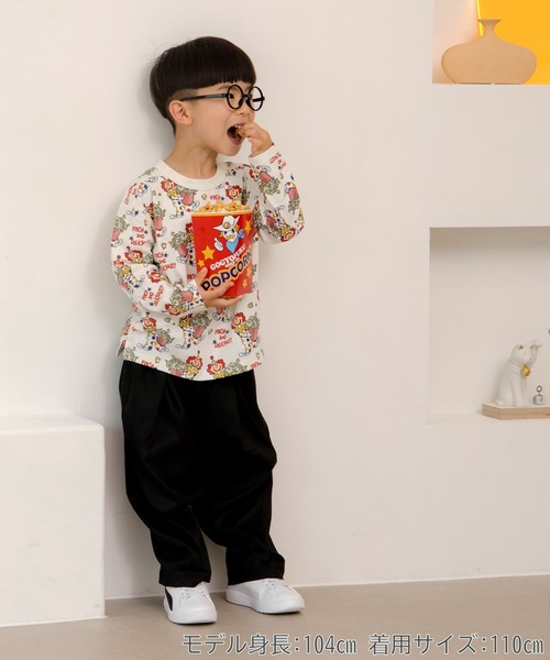 MAKE YOUR DAY（メイクユアデイ）の「ピエロとポップコーン総柄長袖Tシャツ■80～140cm（Tシャツ/カットソー・キッズ・アイボリー/グレー・80/90/100/110/120/130/140）」の15枚目の写真