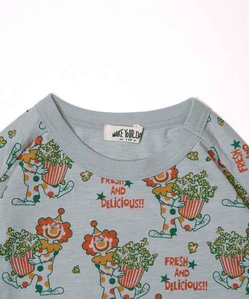 MAKE YOUR DAY（メイクユアデイ）の「ピエロとポップコーン総柄長袖Tシャツ■80～140cm（Tシャツ/カットソー・キッズ・アイボリー/グレー・80/90/100/110/120/130/140）」の16枚目の写真